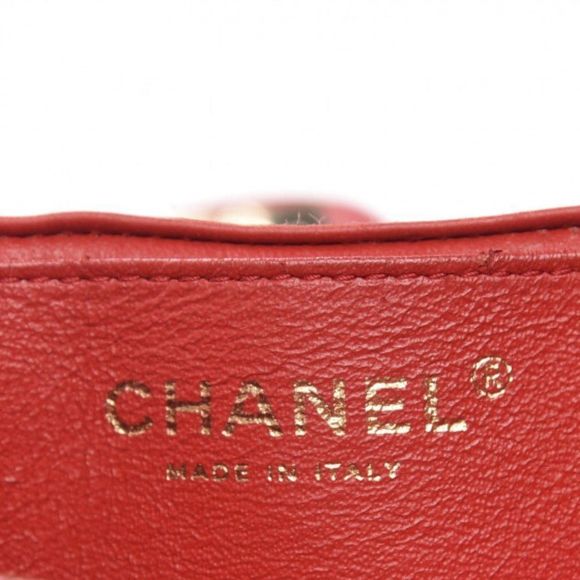 CHANEL CC Red Lambskin Quilted Extra Mini V For Victory Peace crossbody flap bag - Picture 10 of 11